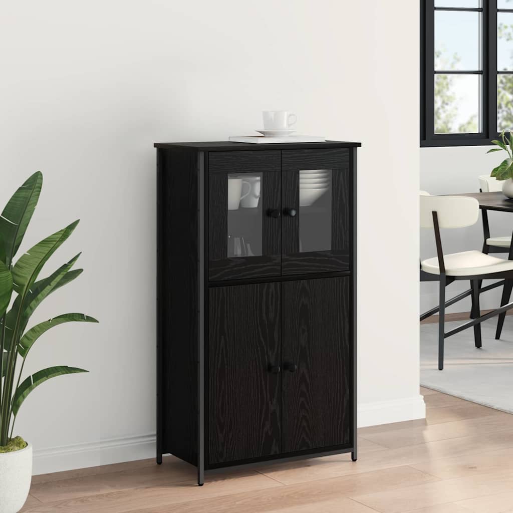 vidaXL Highboard Black Oak 62 x 32 x 106.5 cm Engineered Wood