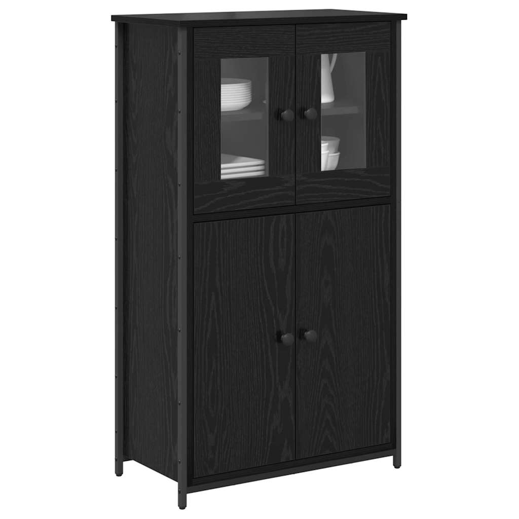 vidaXL Highboard Black Oak 62 x 32 x 106.5 cm Engineered Wood