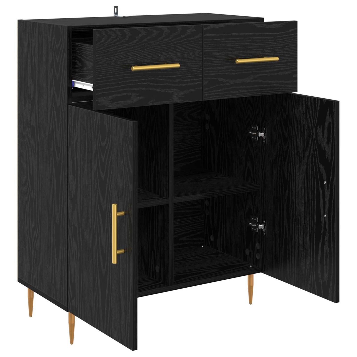 vidaXL Sideboard Black Oak 69.5 x 34 x 90 cm Engineered Wood
