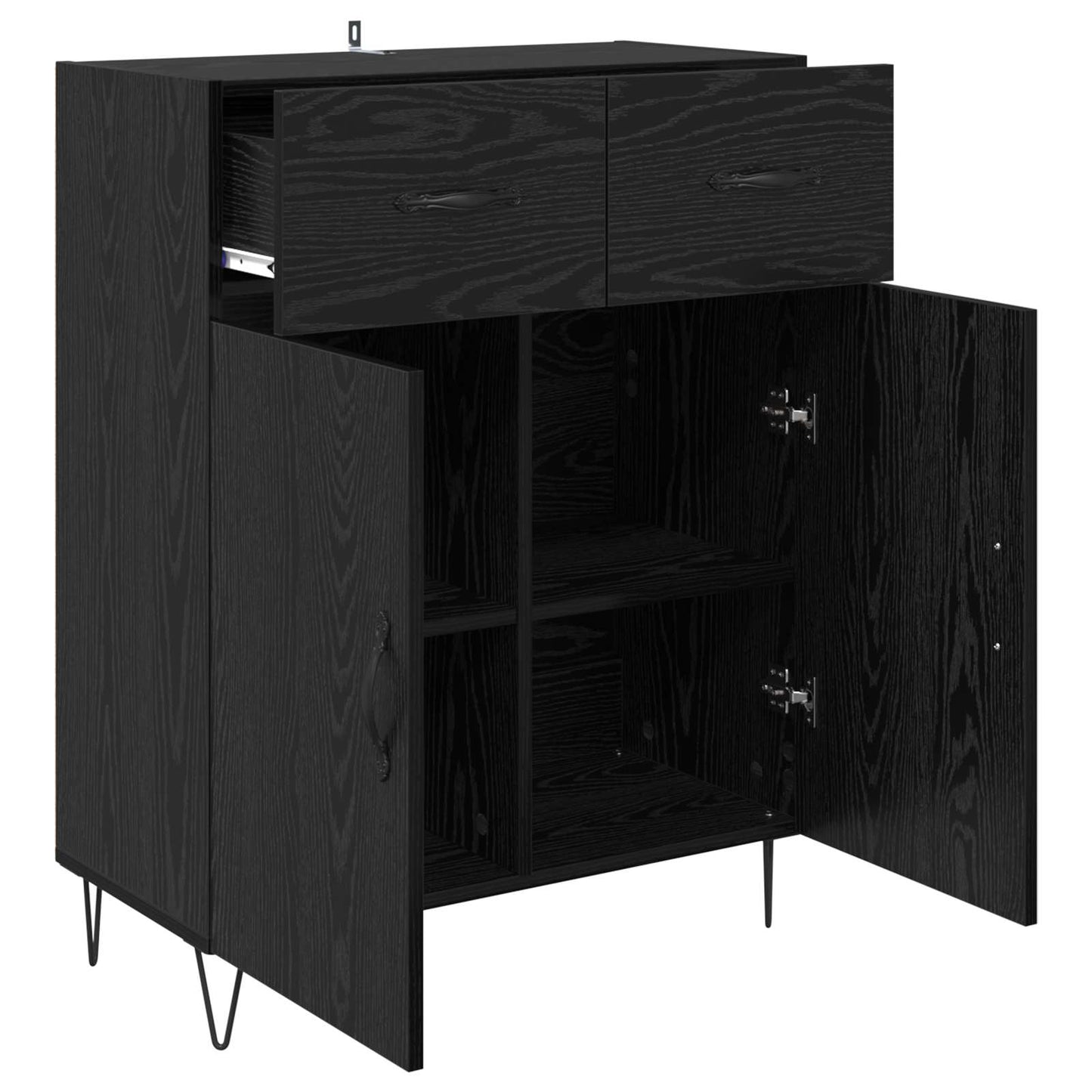 vidaXL Sideboard Black Oak 69.5 x 34 x 90 cm Engineered Wood