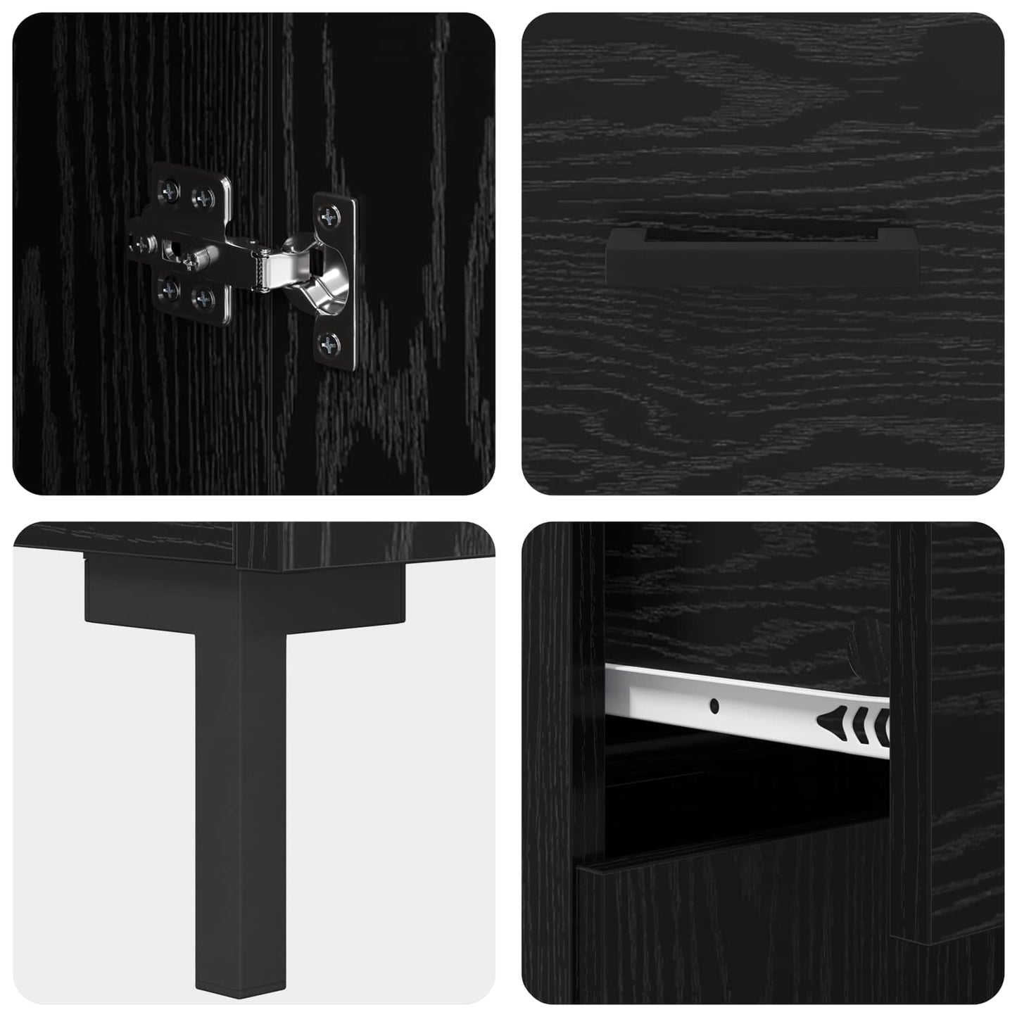 vidaXL Sideboard Black Oak 69.5 x 34 x 90 cm Engineered Wood