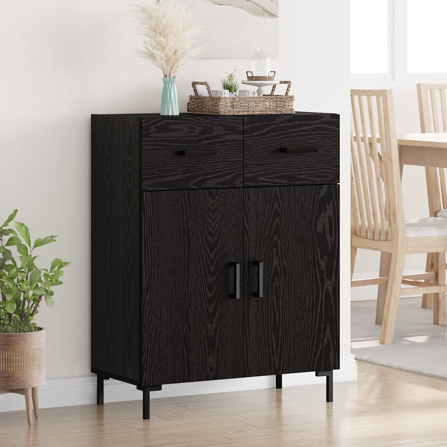 vidaXL Sideboard Black Oak 69.5 x 34 x 90 cm Engineered Wood