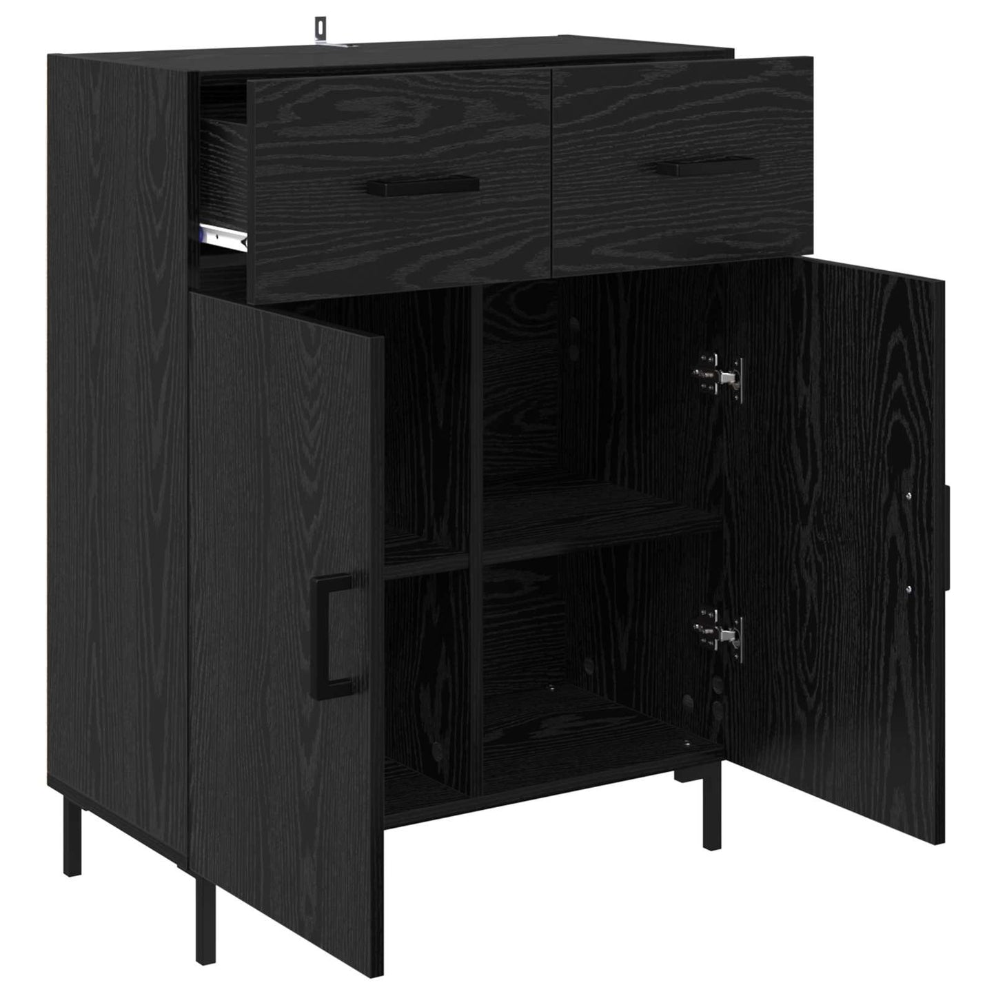 vidaXL Sideboard Black Oak 69.5 x 34 x 90 cm Engineered Wood