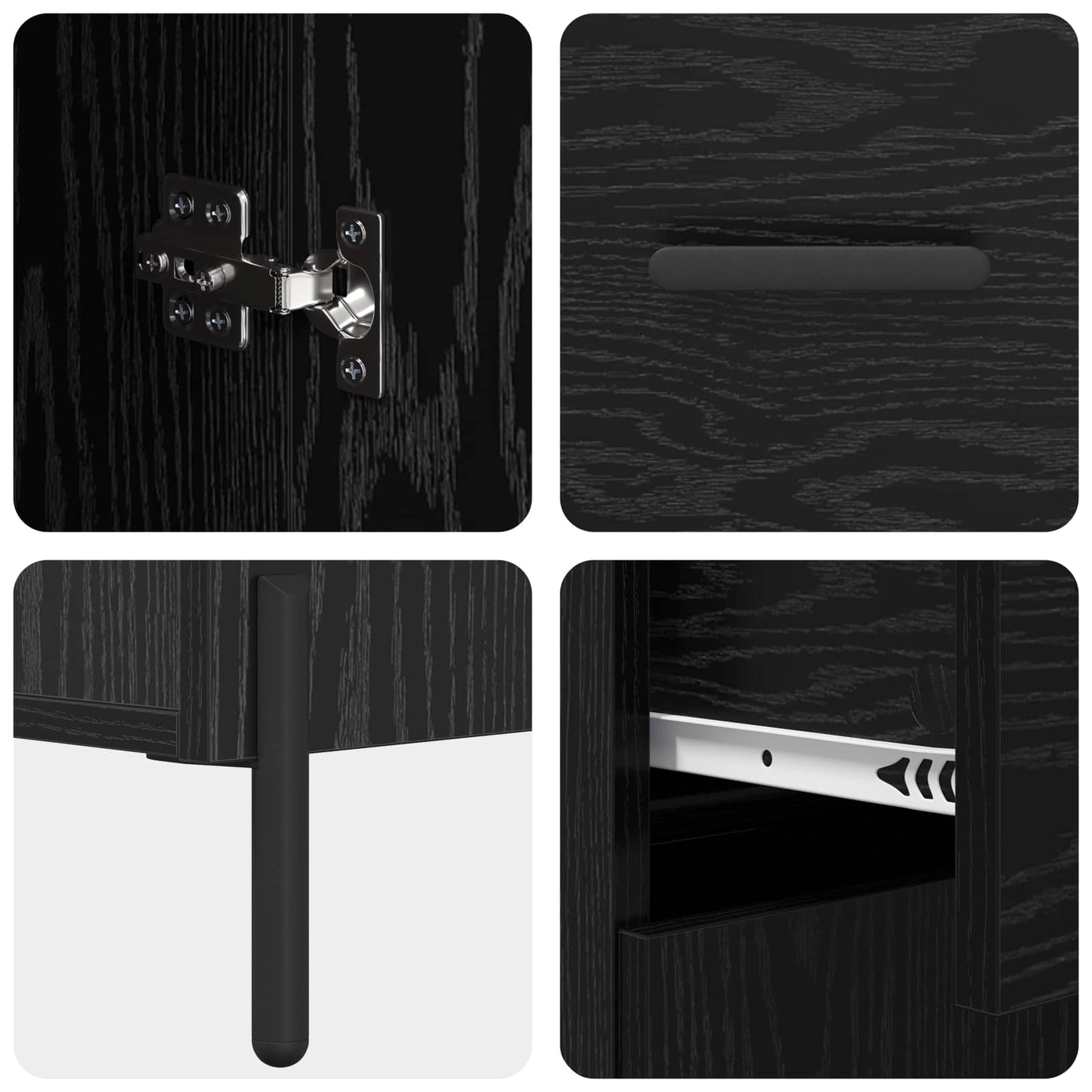 vidaXL Sideboard Black Oak 69.5 x 34 x 90 cm Engineered Wood