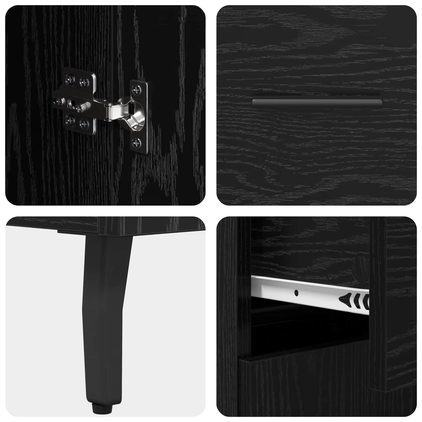 vidaXL Sideboard Black Oak 69.5 x 34 x 90 cm Engineered Wood