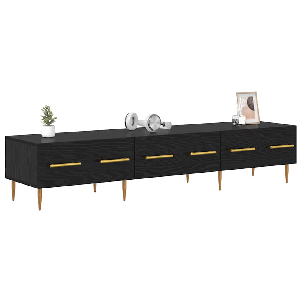 vidaXL TV Cabinet Black Oak 150 x 36 x 30 cm Engineered Wood