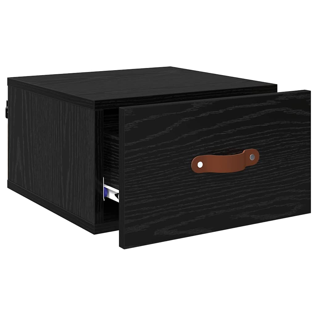 vidaXL Wall-mounted Bedside Cabinet Black Oak 35 x 35 x 20 cm
