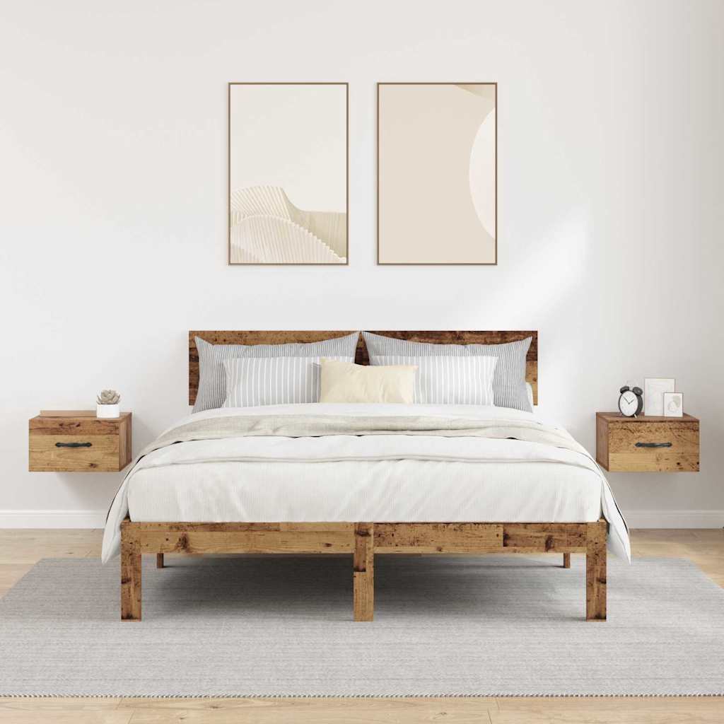 vidaXL Bedside Cabinet 2 pcs Old wood 35 x 35 x 20 cm Engineered Wood