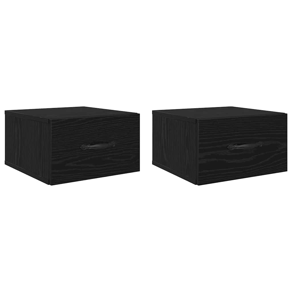 vidaXL Bedside Cabinet 2 pcs Black oak 35 x 35 x 20 cm Engineered wood