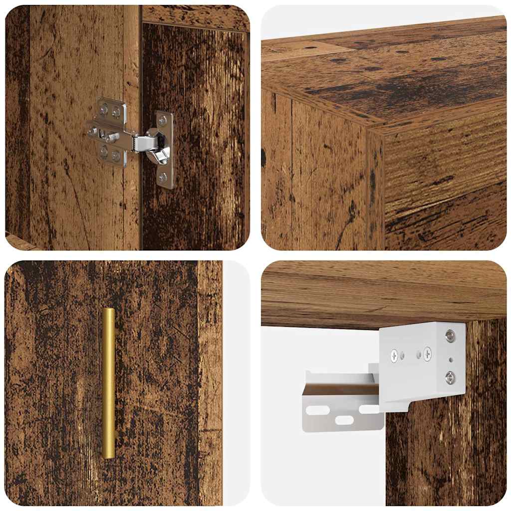 vidaXL Wall Mounted Cabinet Old Wood 69.5 x 34 x 90 cm Engineered Wood