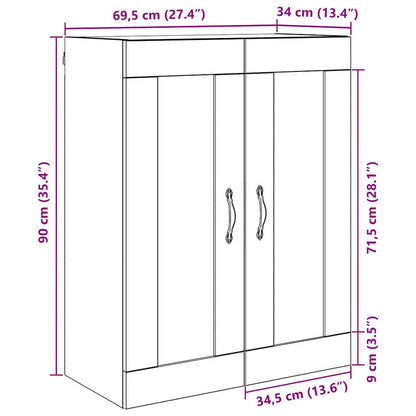 vidaXL Wall Mounted Cabinet Artisan Oak 69.5 x 34 x 90 cm