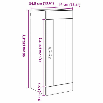 vidaXL Wall Mounted Cabinet Old Wood 34.5 x 34 x 90 cm Engineered Wood