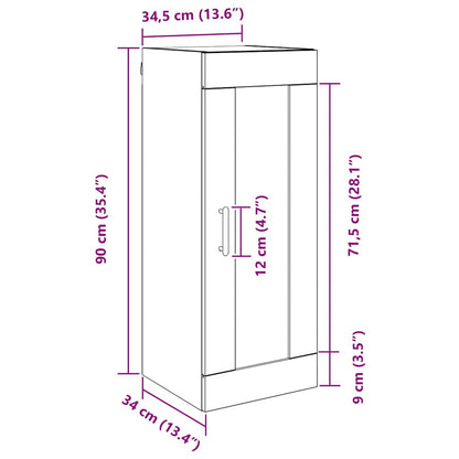 vidaXL Wall Mounted Cabinet Black Oak 34.5 x 34 x 90 cm