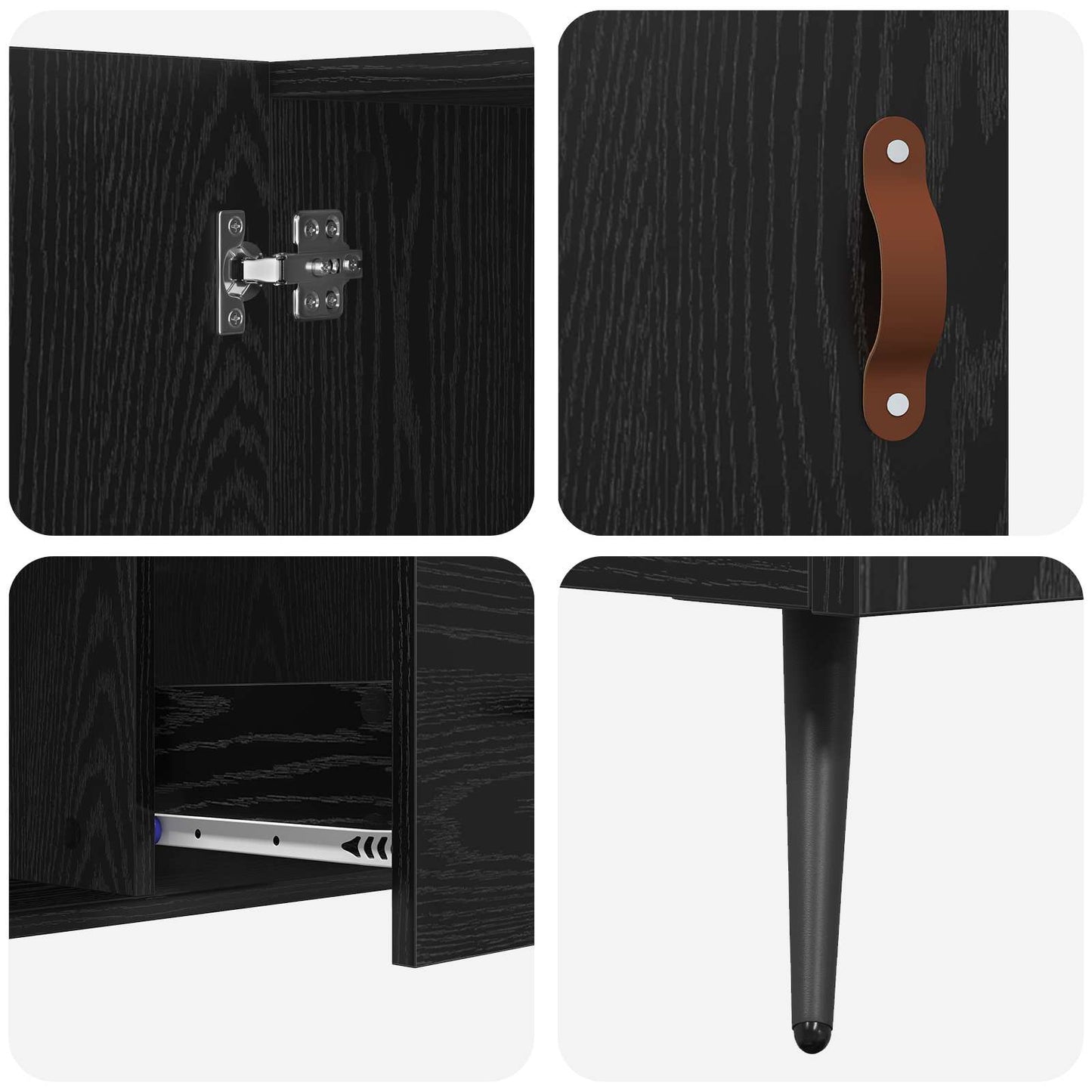 vidaXL Sideboard Black Oak 100 x 36 x 60 cm Engineered Wood