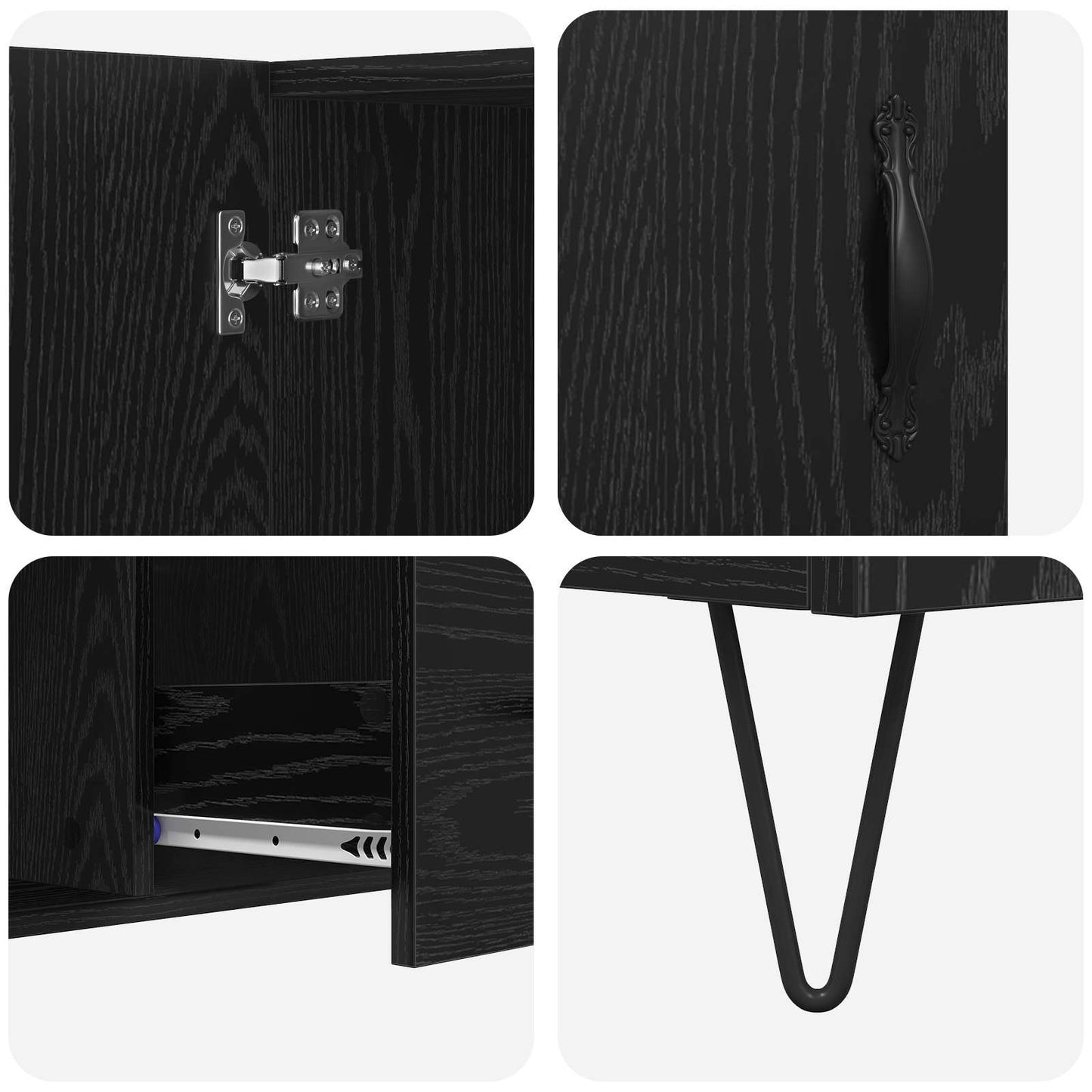 vidaXL Sideboard Black Oak 100 x 36 x 60 cm Engineered Wood