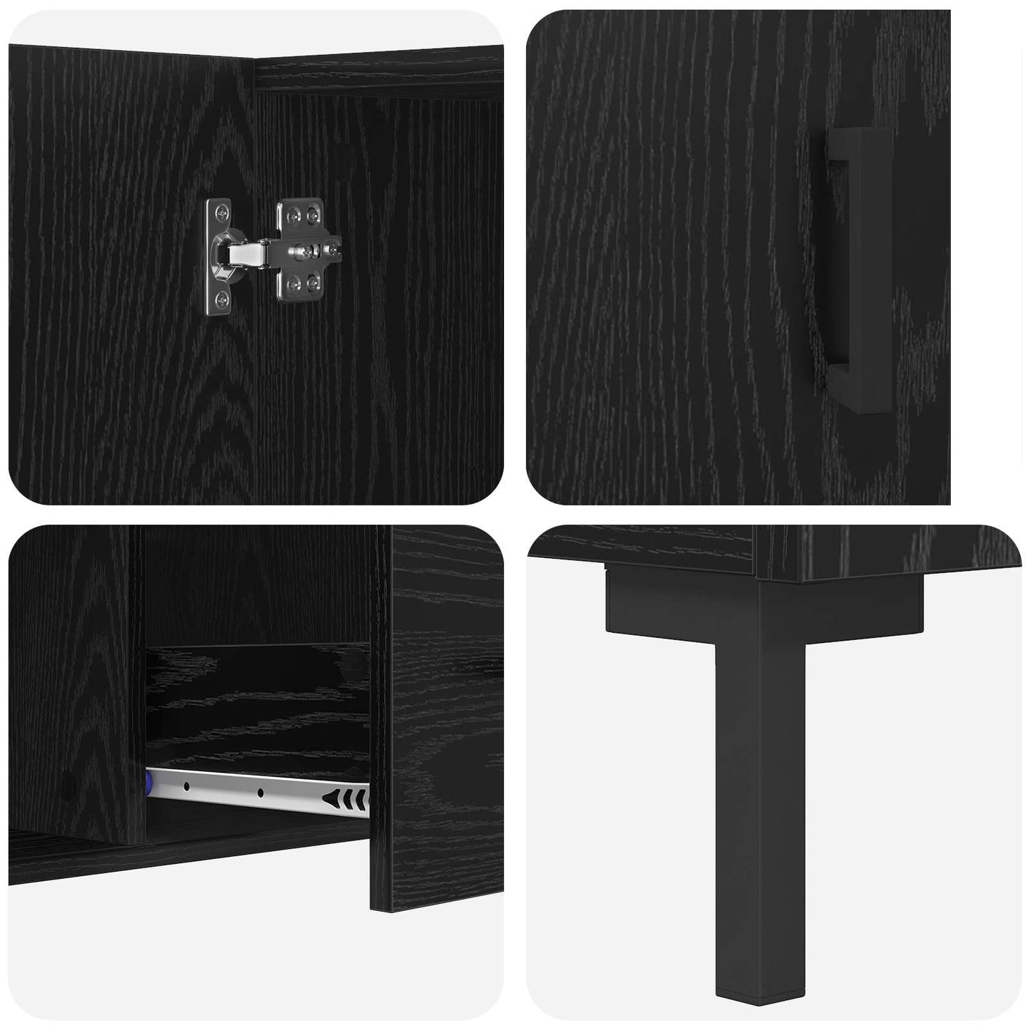vidaXL Sideboard Black Oak 100 x 36 x 60 cm Engineered Wood