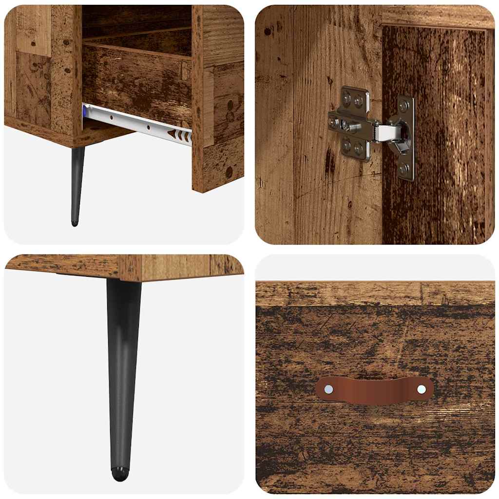 vidaXL Highboard Old Wood 69.5 x 31 x 115 cm Engineered Wood and Glass