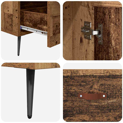 vidaXL Highboard Old Wood 69.5 x 31 x 115 cm Engineered Wood and Glass