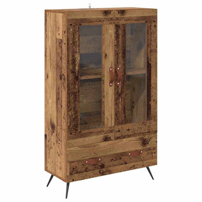 vidaXL Highboard Old Wood 69.5 x 31 x 115 cm Engineered Wood and Glass