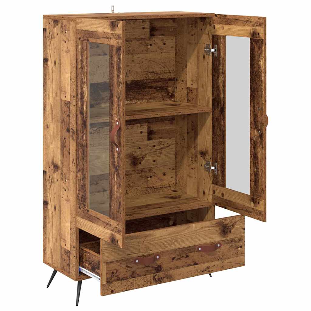 vidaXL Highboard Old Wood 69.5 x 31 x 115 cm Engineered Wood and Glass