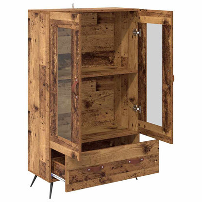 vidaXL Highboard Old Wood 69.5 x 31 x 115 cm Engineered Wood and Glass