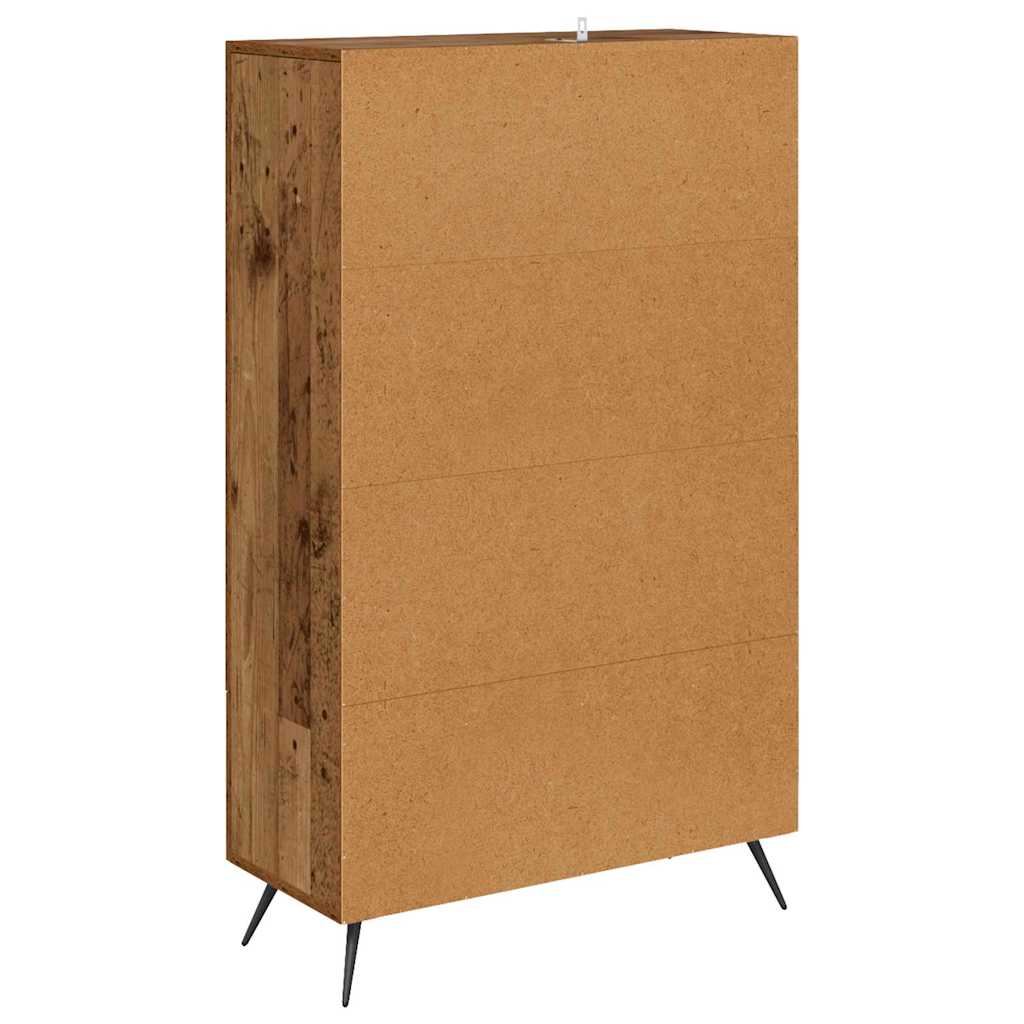vidaXL Highboard Old Wood 69.5 x 31 x 115 cm Engineered Wood and Glass
