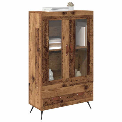 vidaXL Highboard Old Wood 69.5 x 31 x 115 cm Engineered Wood and Glass