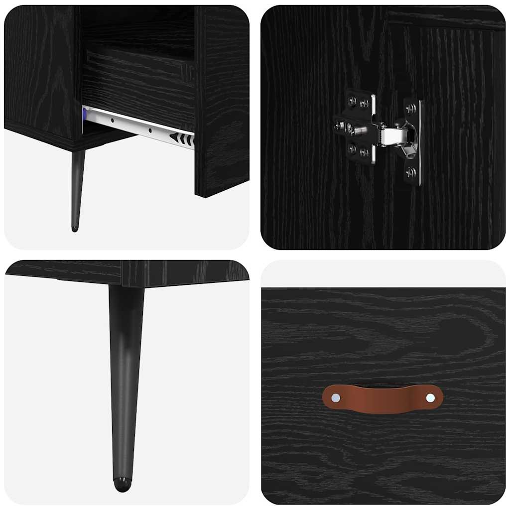 vidaXL Highboard with Drawer Black Oak 69.5 x 31 x 115 cm
