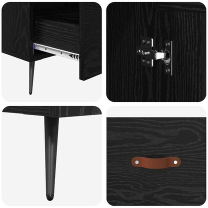 vidaXL Highboard with Drawer Black Oak 69.5 x 31 x 115 cm