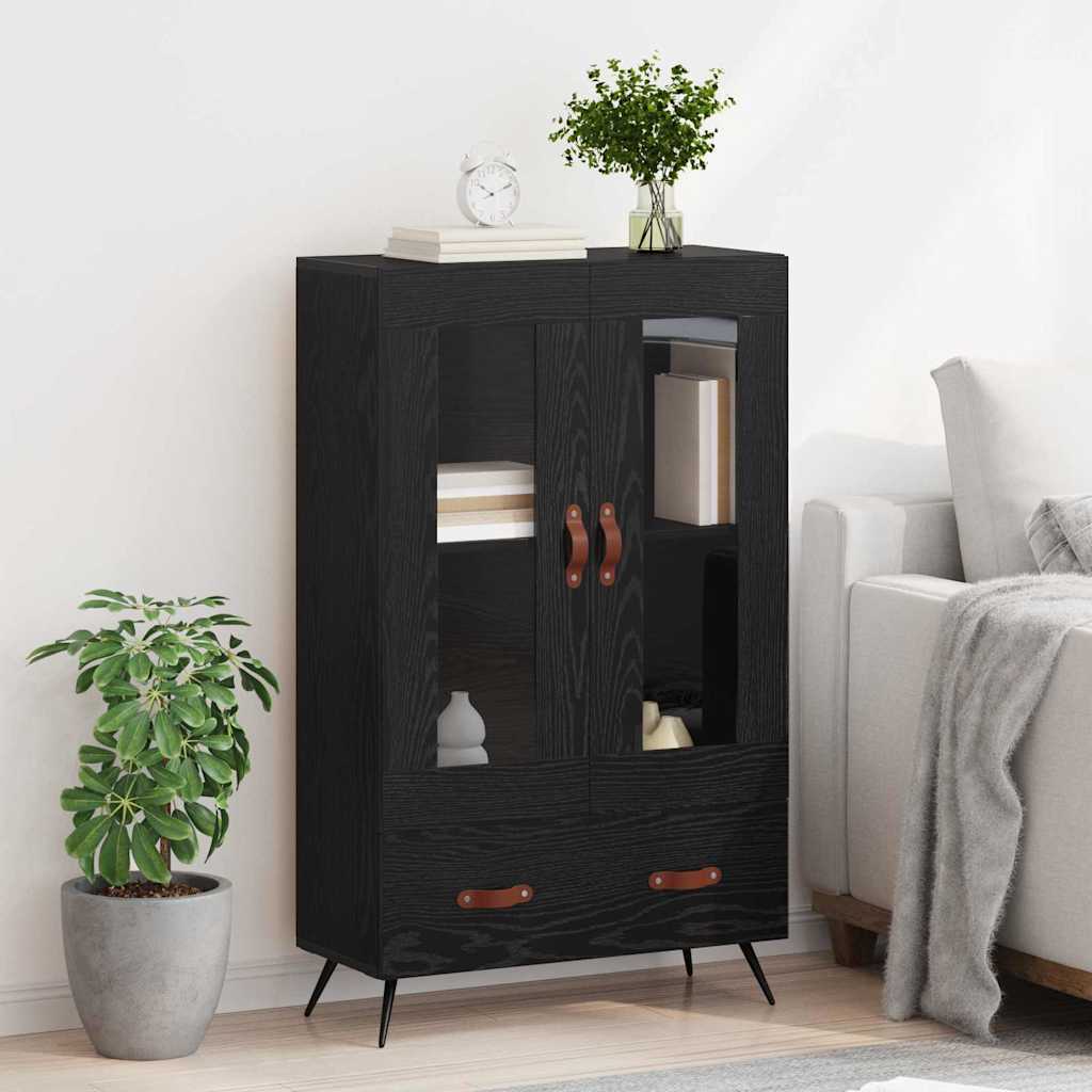 vidaXL Highboard with Drawer Black Oak 69.5 x 31 x 115 cm