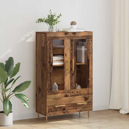 vidaXL Highboard Old Wood 69.5 x 31 x 115 cm Engineered Wood and Glass