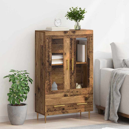 vidaXL Highboard Old Wood 69.5 x 31 x 115 cm Engineered Wood and Glass