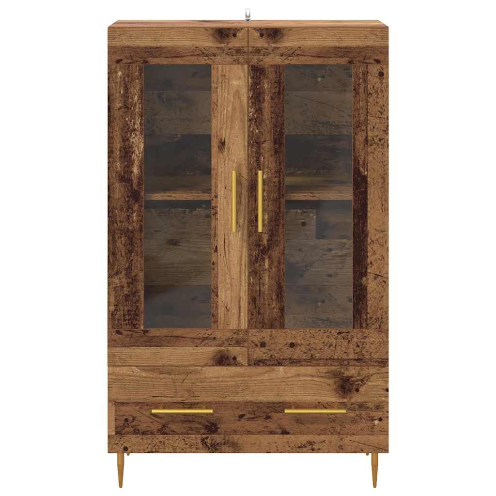 vidaXL Highboard Old Wood 69.5 x 31 x 115 cm Engineered Wood and Glass