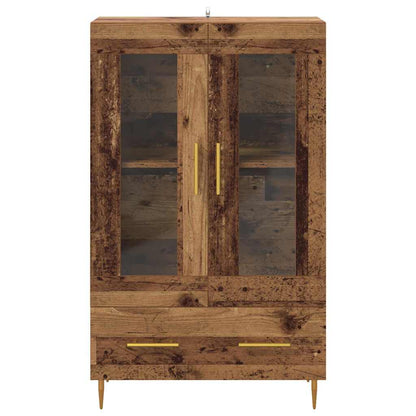 vidaXL Highboard Old Wood 69.5 x 31 x 115 cm Engineered Wood and Glass