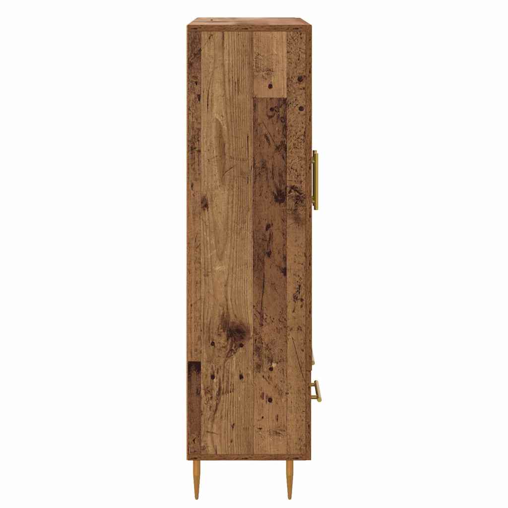 vidaXL Highboard Old Wood 69.5 x 31 x 115 cm Engineered Wood and Glass