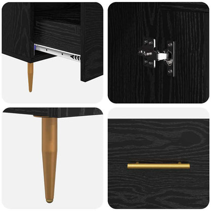 vidaXL Highboard with Drawer Black Oak 69.5 x 31 x 115 cm