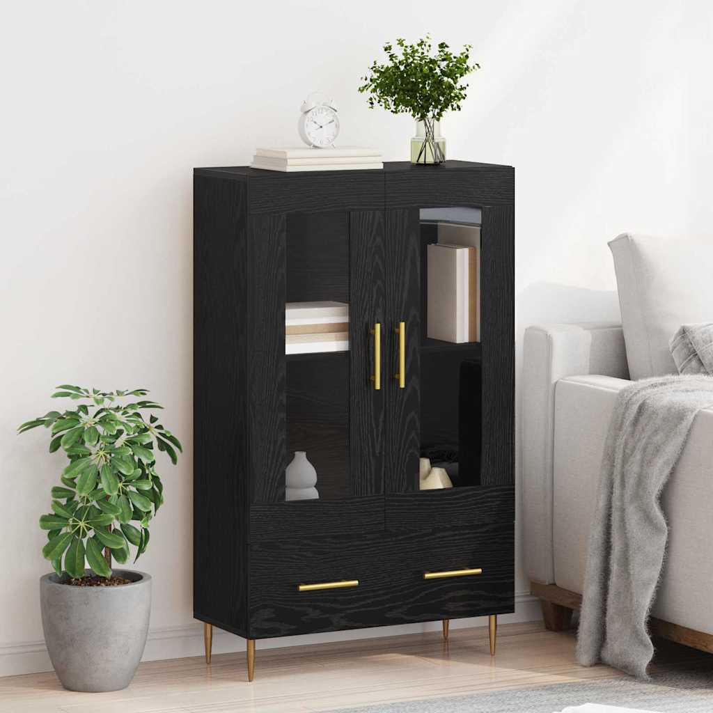 vidaXL Highboard with Drawer Black Oak 69.5 x 31 x 115 cm