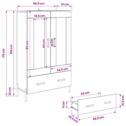 vidaXL Highboard Corona Artisan Oak 69.5 x 31 x 115 cm Engineered Wood