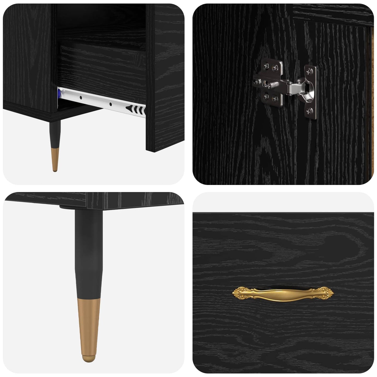 vidaXL Highboard Black Oak 69.5 x 31 x 115 cm Engineered Wood
