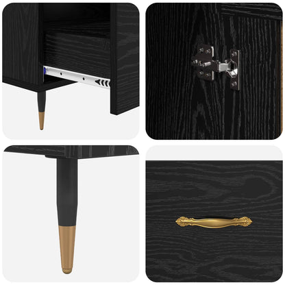 vidaXL Highboard Black Oak 69.5 x 31 x 115 cm Engineered Wood