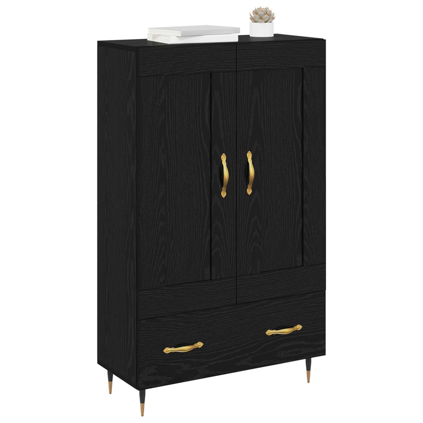 vidaXL Highboard Black Oak 69.5 x 31 x 115 cm Engineered Wood
