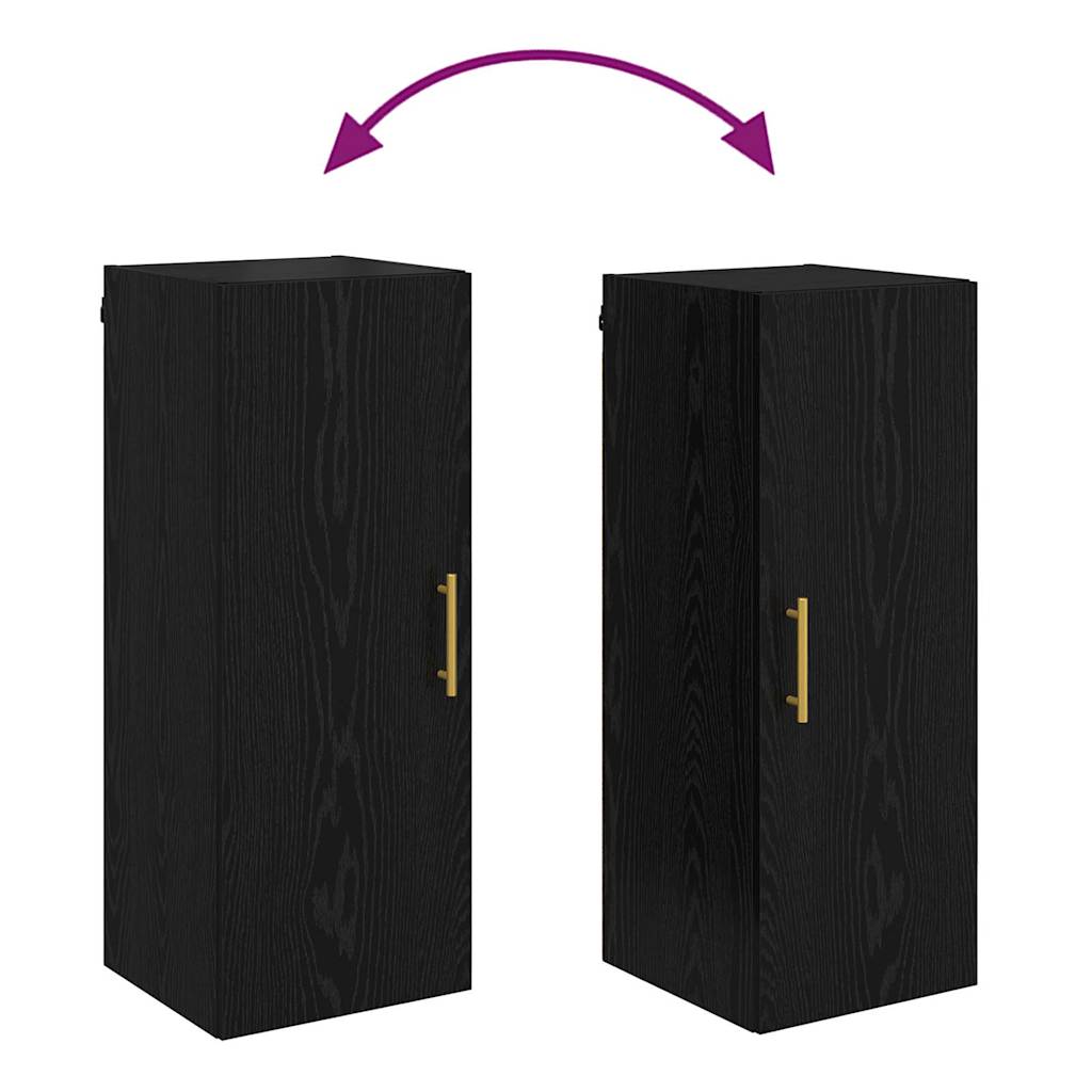 vidaXL Wall Mounted Cabinet Black Oak 34.5 x 34 x 90 cm