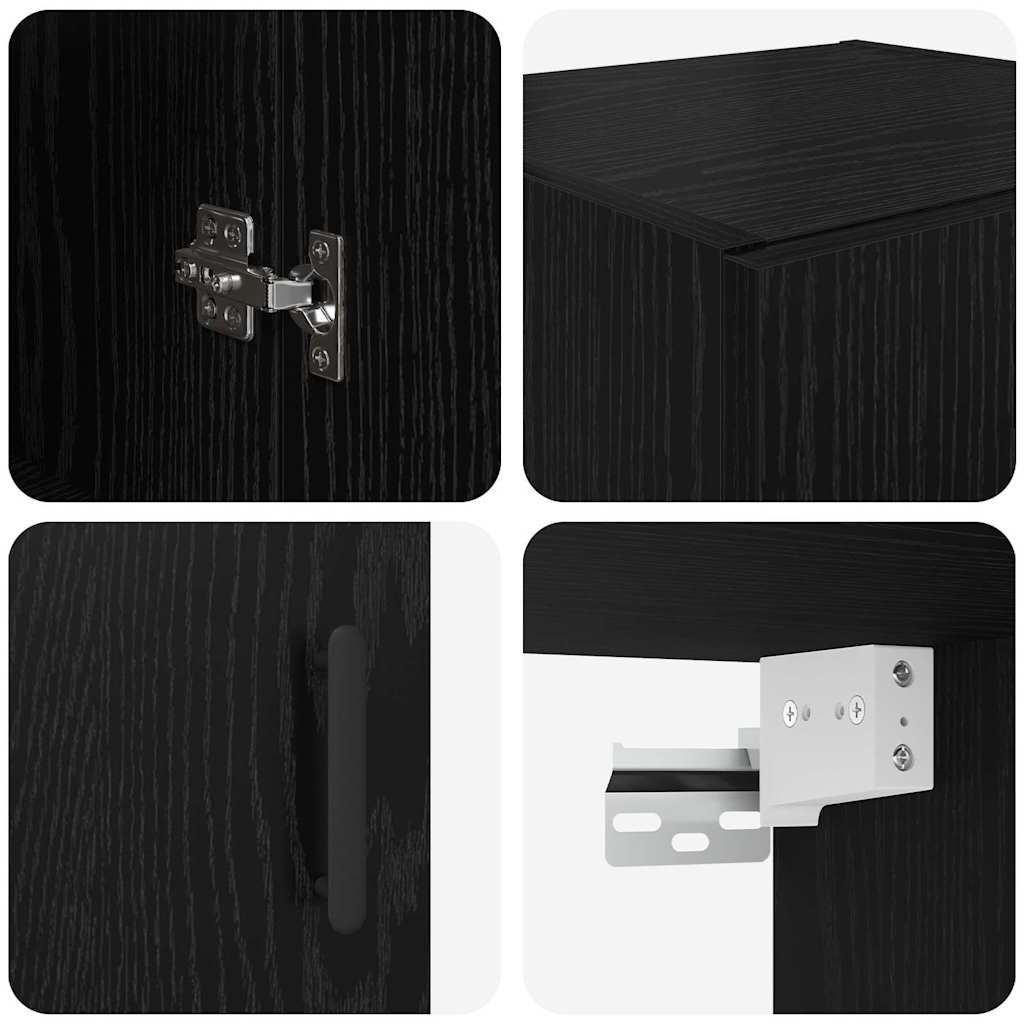 vidaXL Wall Mounted Cabinet Black Oak 34.5 x 34 x 90 cm