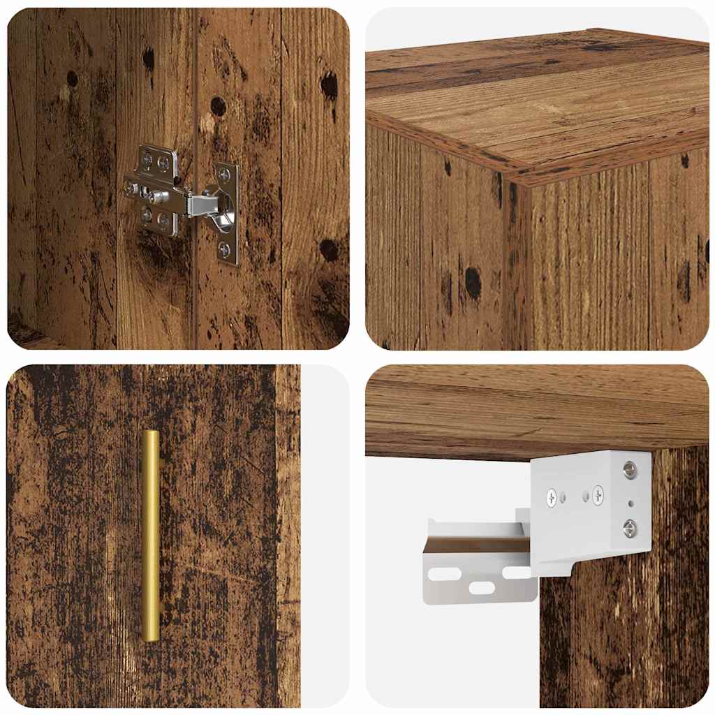 vidaXL Wall Mounted Cabinet Old Wood 34.5 x 34 x 90 cm