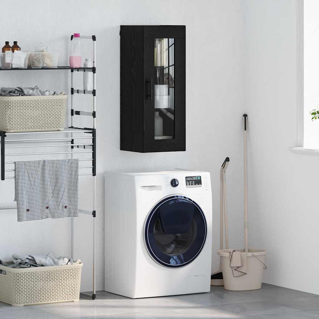 vidaXL Wall Mounted Cabinet Black Oak 34.5 x 34 x 90 cm