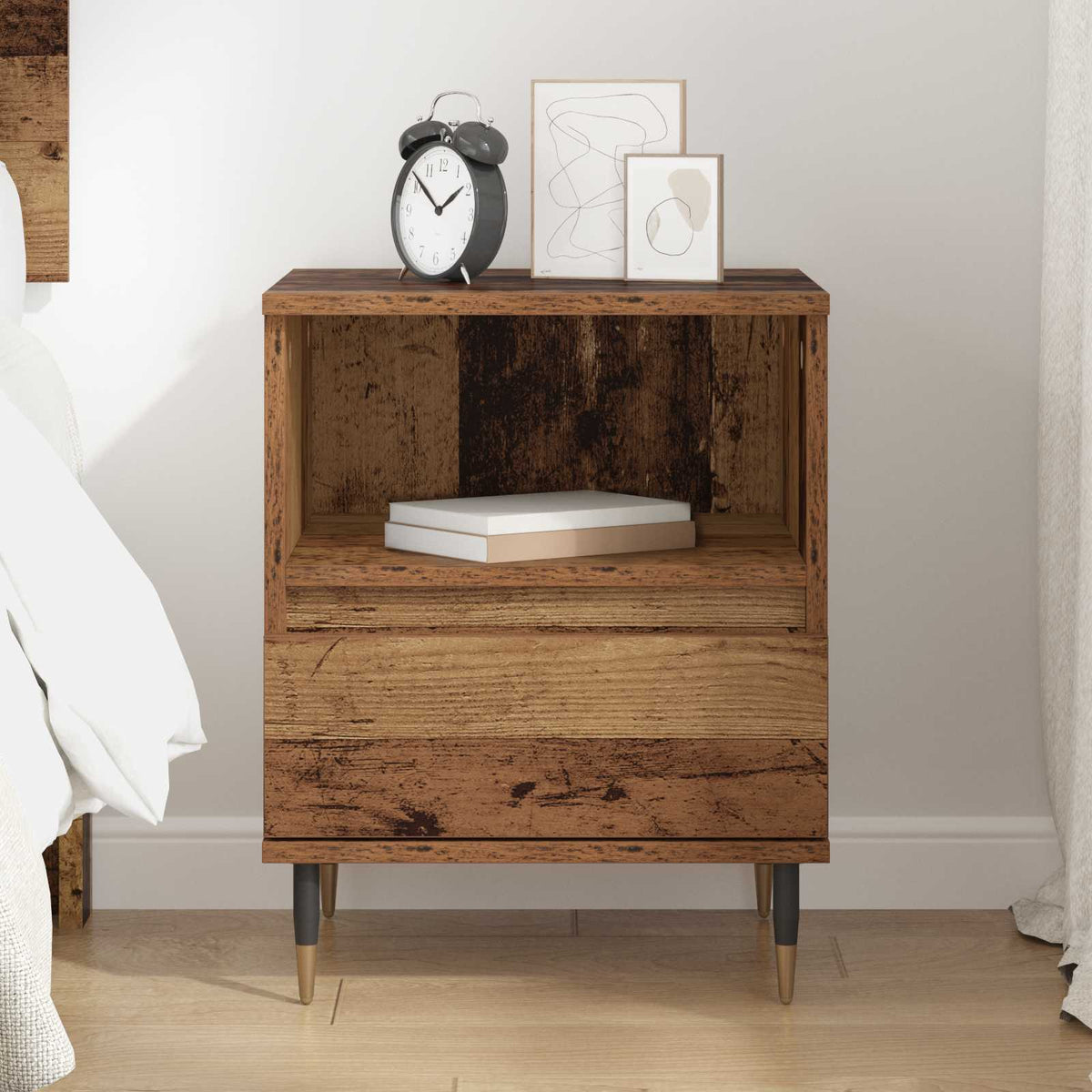 vidaXL Bedside Cabinet Old Wood 40 x 35 x 50 cm Engineered Wood