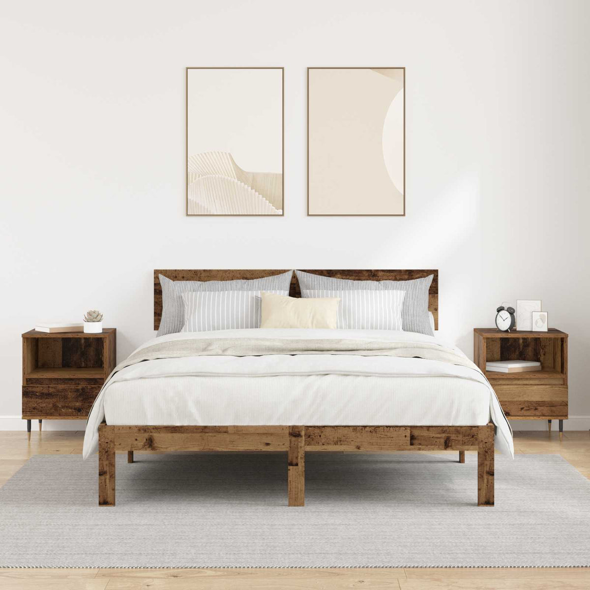 vidaXL Bedside Cabinet 2 pcs Old Wood 40 x 35 x 50 cm Engineered Wood