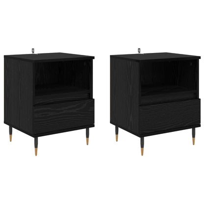 vidaXL Bedside Cabinet 2 pcs Black Oak 40 x 35 x 50 cm Engineered Wood