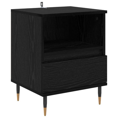 vidaXL Bedside Cabinet 2 pcs Black Oak 40 x 35 x 50 cm Engineered Wood