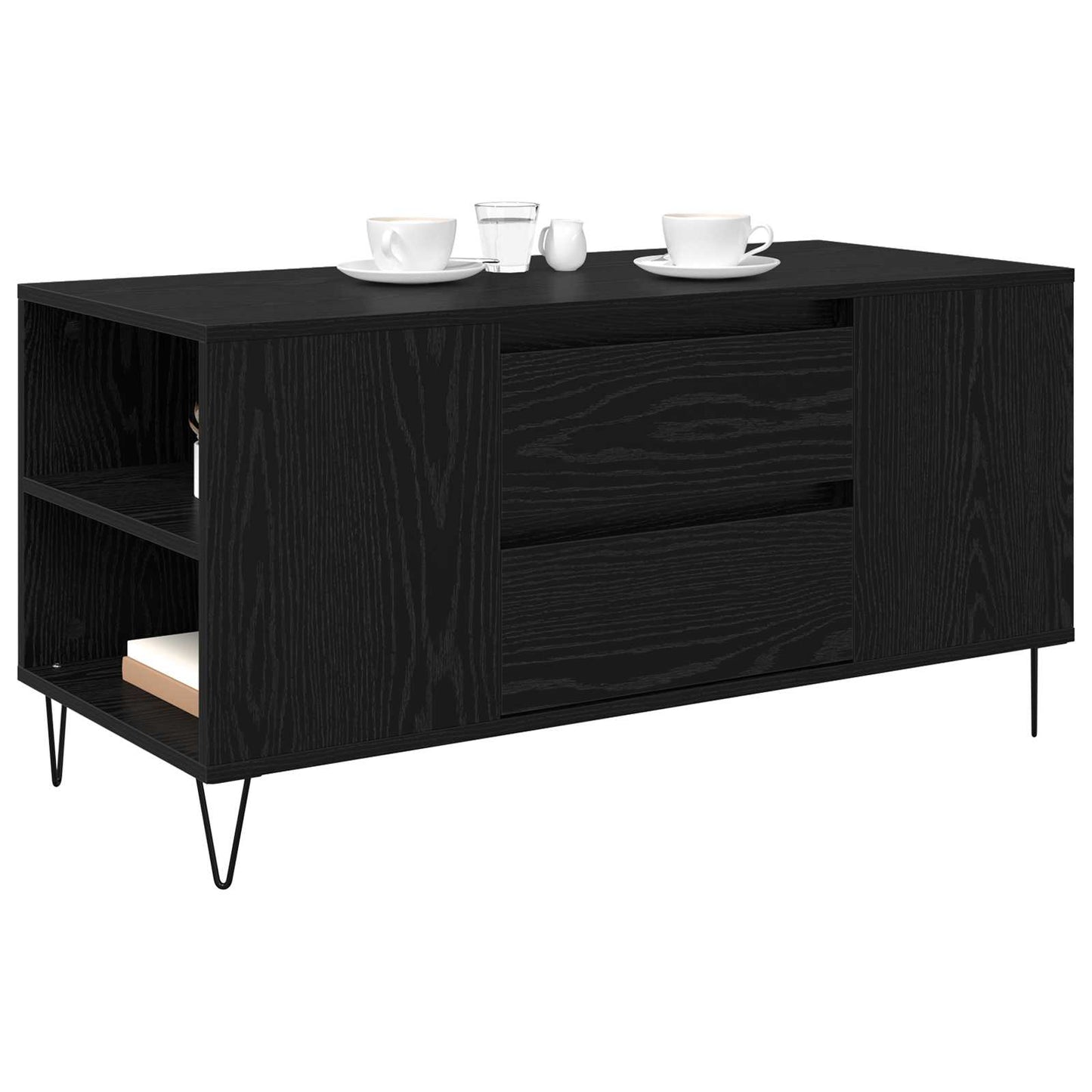vidaXL Coffee Table Black Oak 102 x 44.5 x 50 cm Engineered Wood